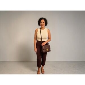 Susan Graver Brown Liquid Knit Slim Leg Pull On Pants Womens XLP Petite